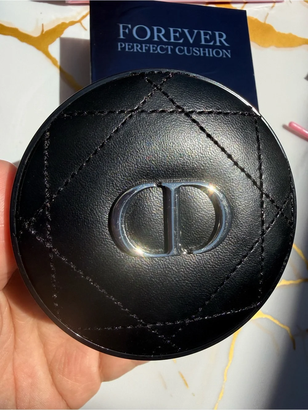 Dior Cushion Foundation Black Quilted Leather Compact Shade 0N NIB AMAZING